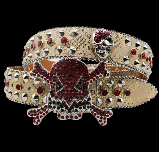 "Deadly Drip" Studded Skull Belt