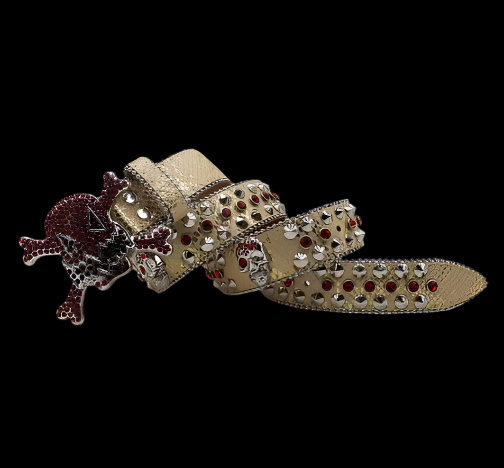 "Deadly Drip" Studded Skull Belt