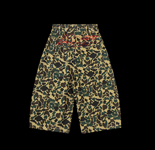 "ILOVEYOU" Baggy Camo Cargo Shorts