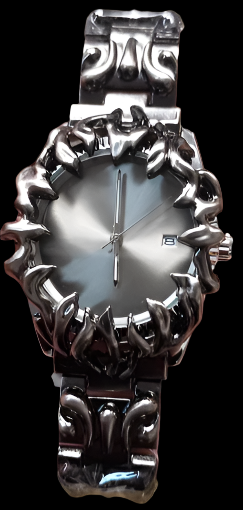 🧊 "HellRacer" Watch – Silver Flame Face