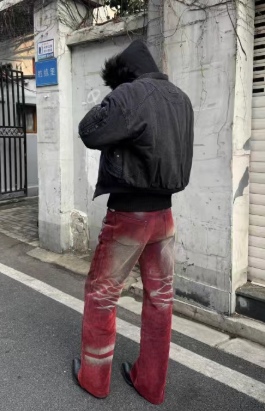 🔥 Crimson Smoke Denim