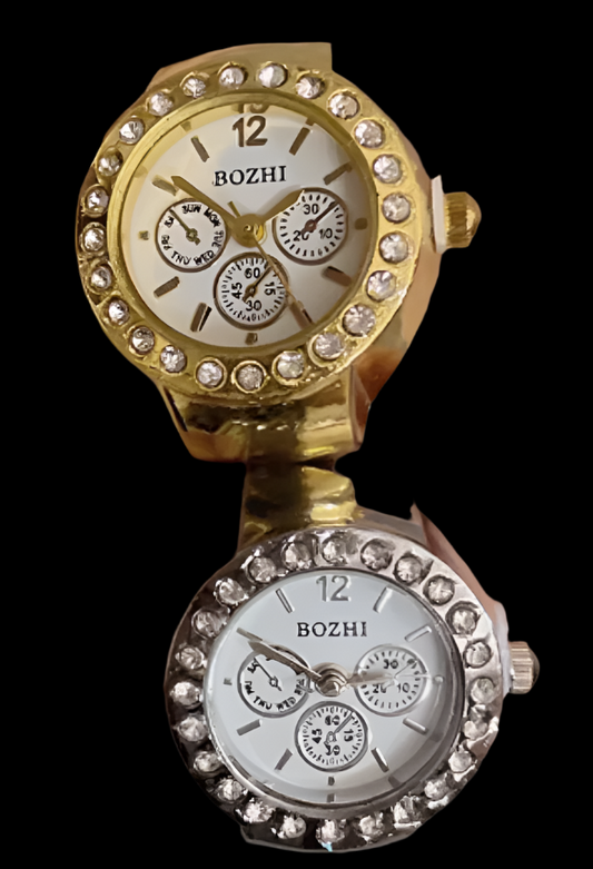 Finger Clock (Gold & Silver Diamonds)