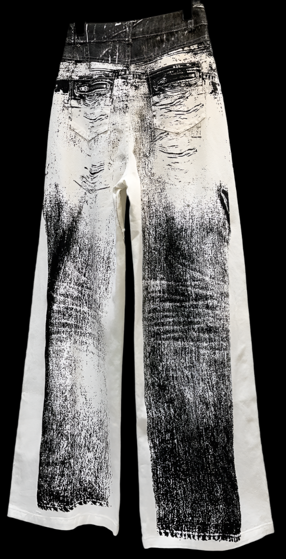 “GHOST” INK-STITCHED ABSTRACT DENIM