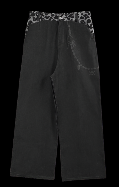 “CHAIN SNARE” SNOW LEOPARD DENIM