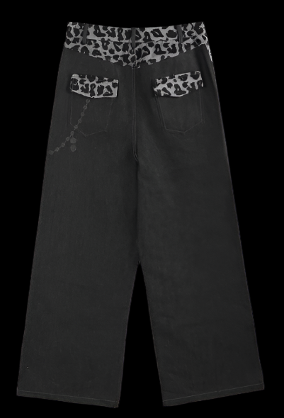 “CHAIN SNARE” SNOW LEOPARD DENIM