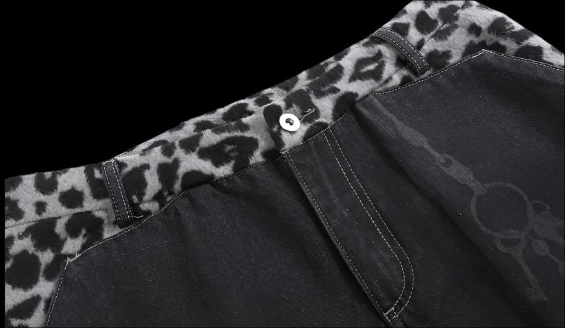 “CHAIN SNARE” SNOW LEOPARD DENIM