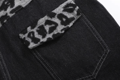 “CHAIN SNARE” SNOW LEOPARD DENIM