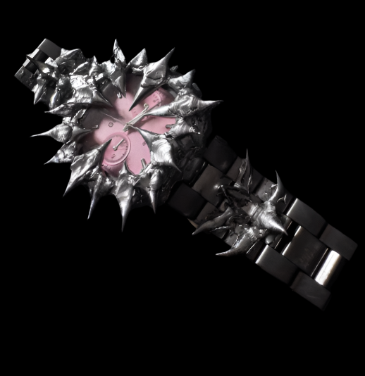 "DEATHKISS" SPIKED PINK DIAL WATCH