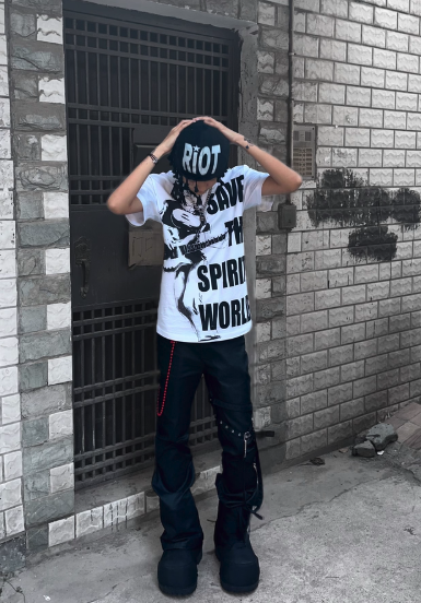"RIOT" Distressed Drape Beanie